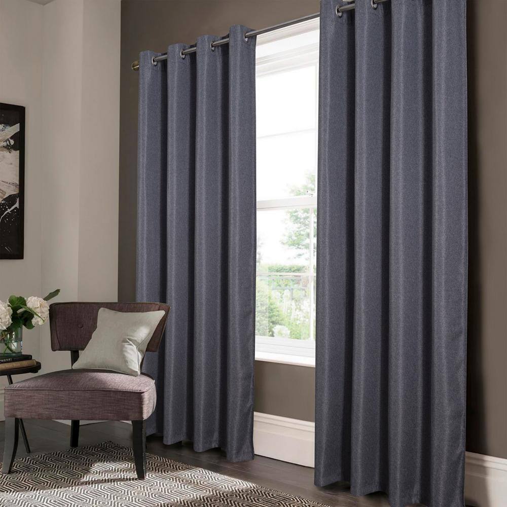 Alt View 2. Olivia Gray - Olivia Gray Lucas Charcoal Jacquard Blackout Grommet Curtain Panel - Charcoal.
