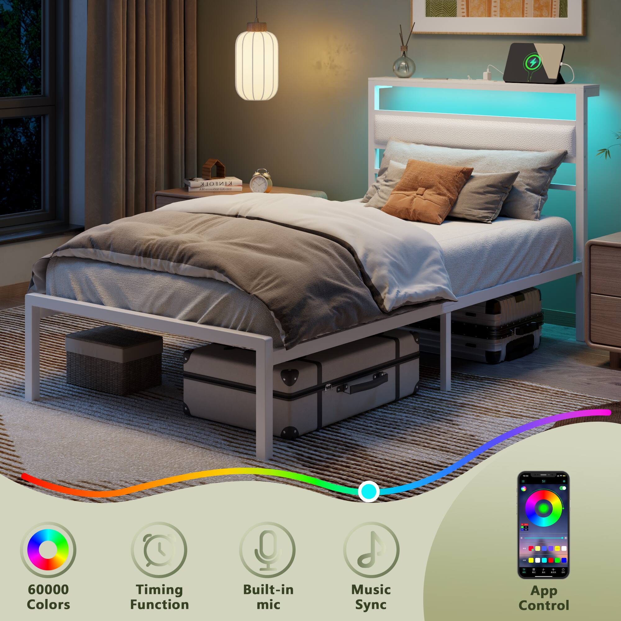- 60000 Colors
- Timing Function
- Built-in mic
- Music Sync
- App Control