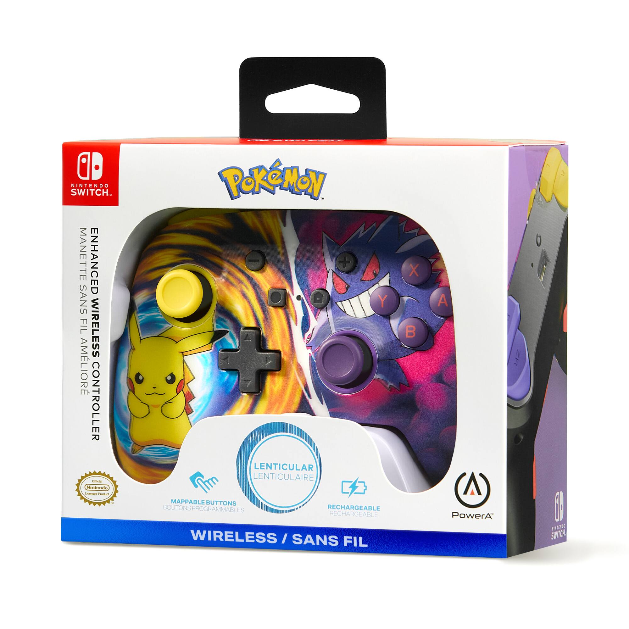 Nintendo Switch. Manette Enhanced Sans Fil Wireless Controller. Motoodo - Pokemon - Yellow + Lenticular Lenticulaire. Mappable Buttons. Boutons Pro Programmable. 18 - Rechargeable - Wireless / Sans Fil. PowerA.