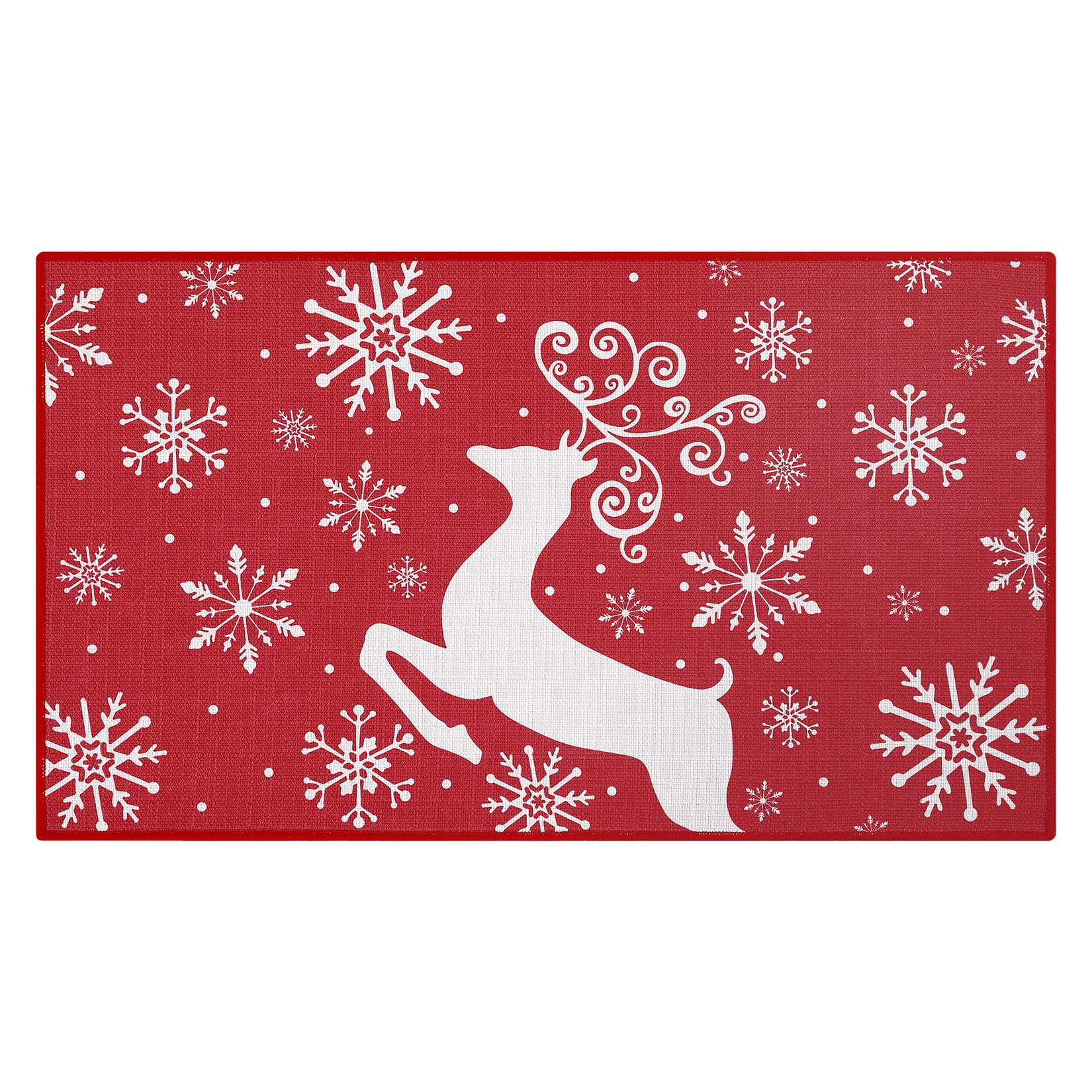 Acekool - Christmas Deer Welcome Doormat Indoor/Outdoor Holiday Mat for Entryway Kitchen Bathroom - Red