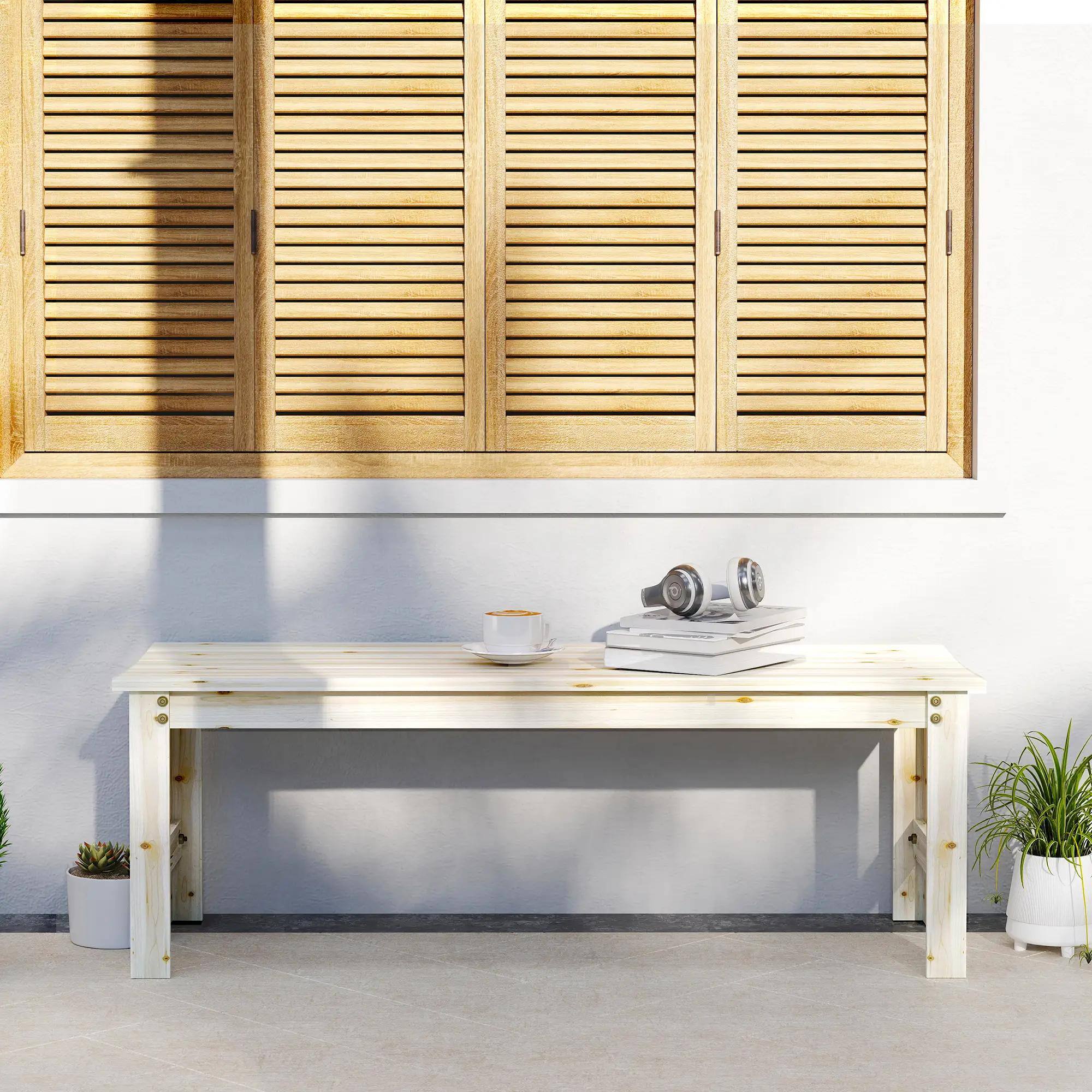 Alt View 2. Resenkos - Resenkos 2-Seat Wooden Bench, Slatted Seat Patio Bench, Backless Porch Bench for Outdoor, Garden, Natural Wood - Natural Wood.