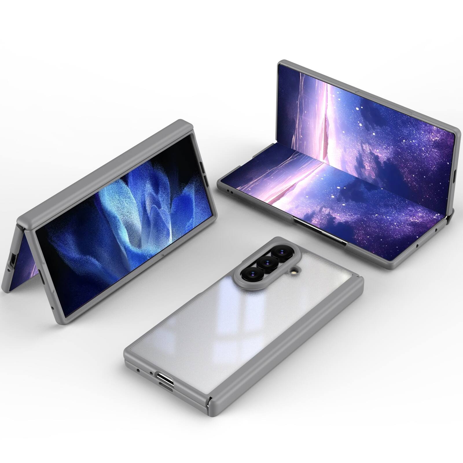 Alt View 1. Dteck - Shockproof Case for Samsung Galaxy Z Fold8 Ultra with Screen Protector, Rugged Full Hinge Cover with Raised Camera Edge - Gray.