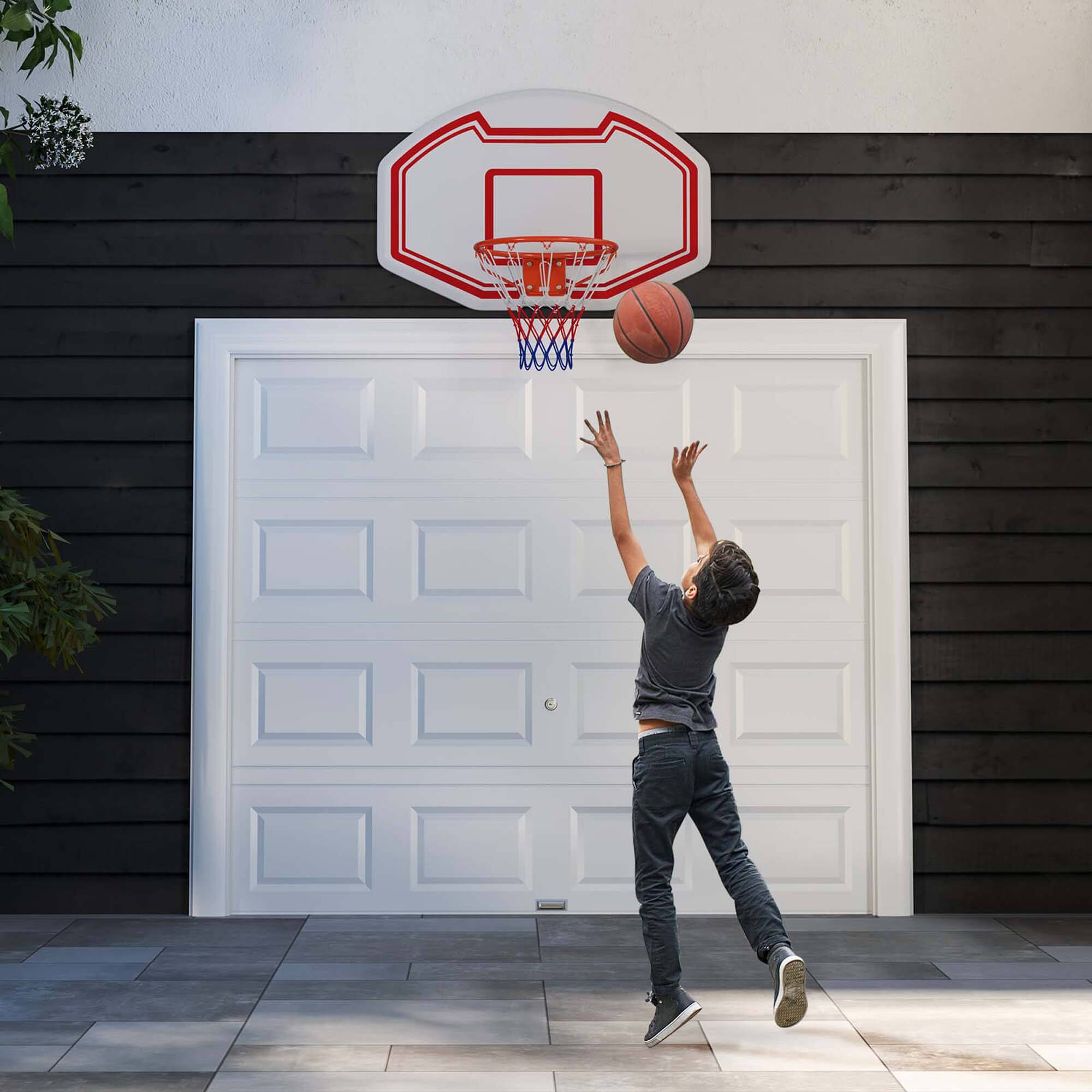 Alt View 4. Costway - Costway Large Wall Mounted Basketball Hoop with 36" x 24" Shatter-proof Backboard or Kids - White,Red.