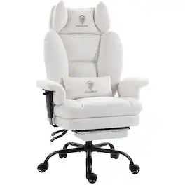 Dowinx - Plush Executive Office Chair with Footrest | Comfortable for Long Hours - White