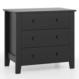 Kadyn - 3-Drawer Dresser Chest - Versatile Bedside Table with Functional Storage, Sleek Wood Grain Design - Black