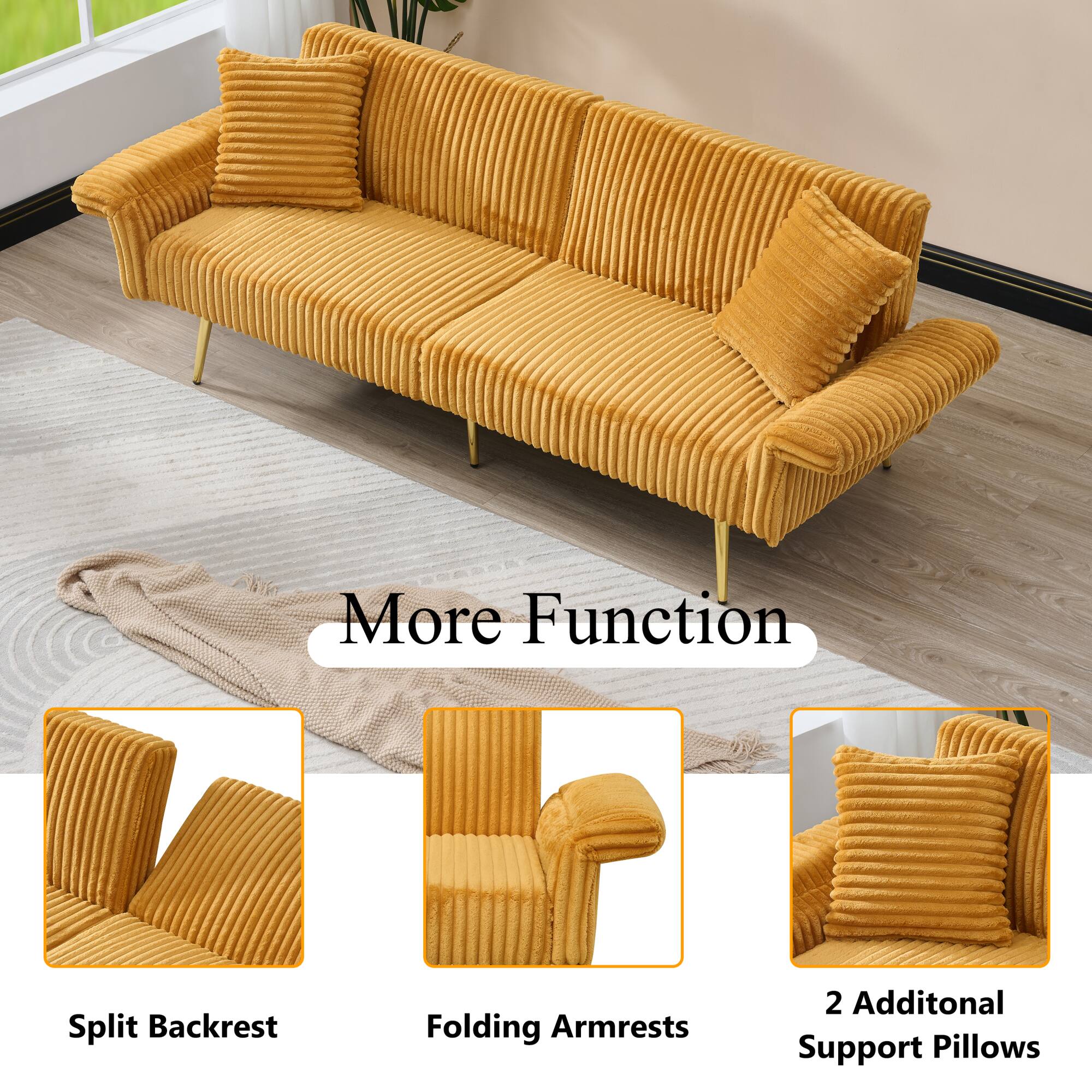 More Function

- Split Backrest
- Folding Armrests
- 2 Additional Support Pillows