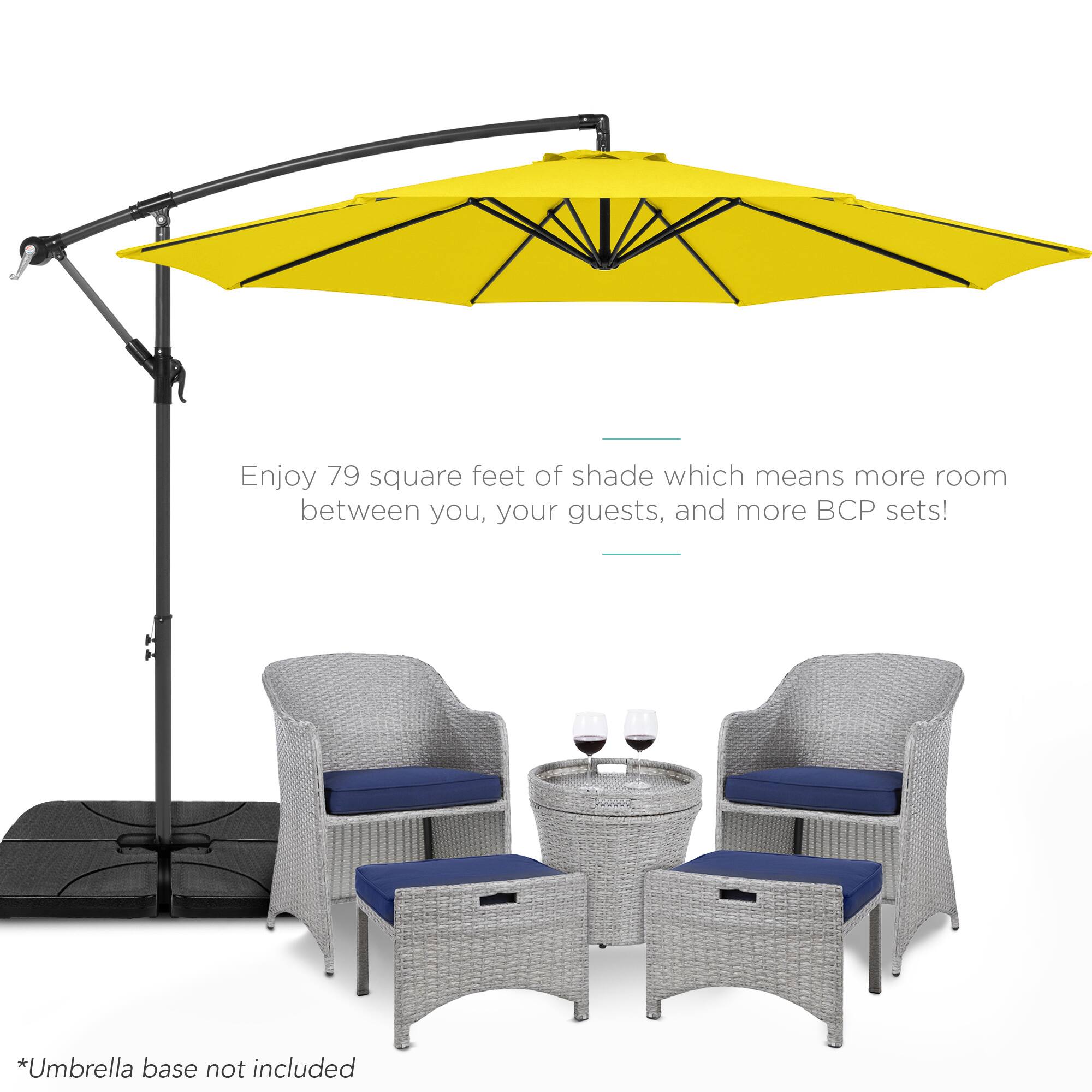 Enjoy 79 square feet of shade which means more room between you, your guests, and more BCP sets!

*Umbrella base not included