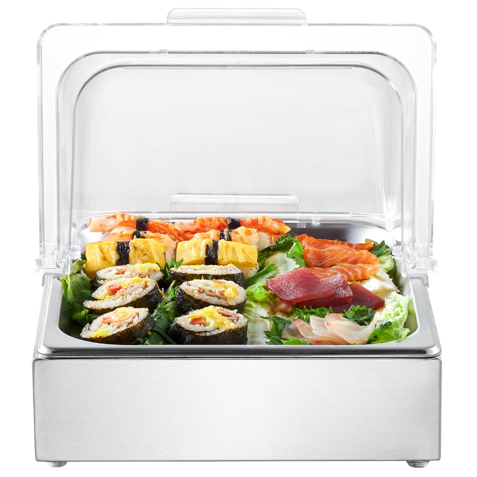 Alt View 5. VEVOR - Countertop Food Serving Display Container, 1 x 1/2 Pan Stainless Steel Food Serving Tray - Stainless Steel Silver.