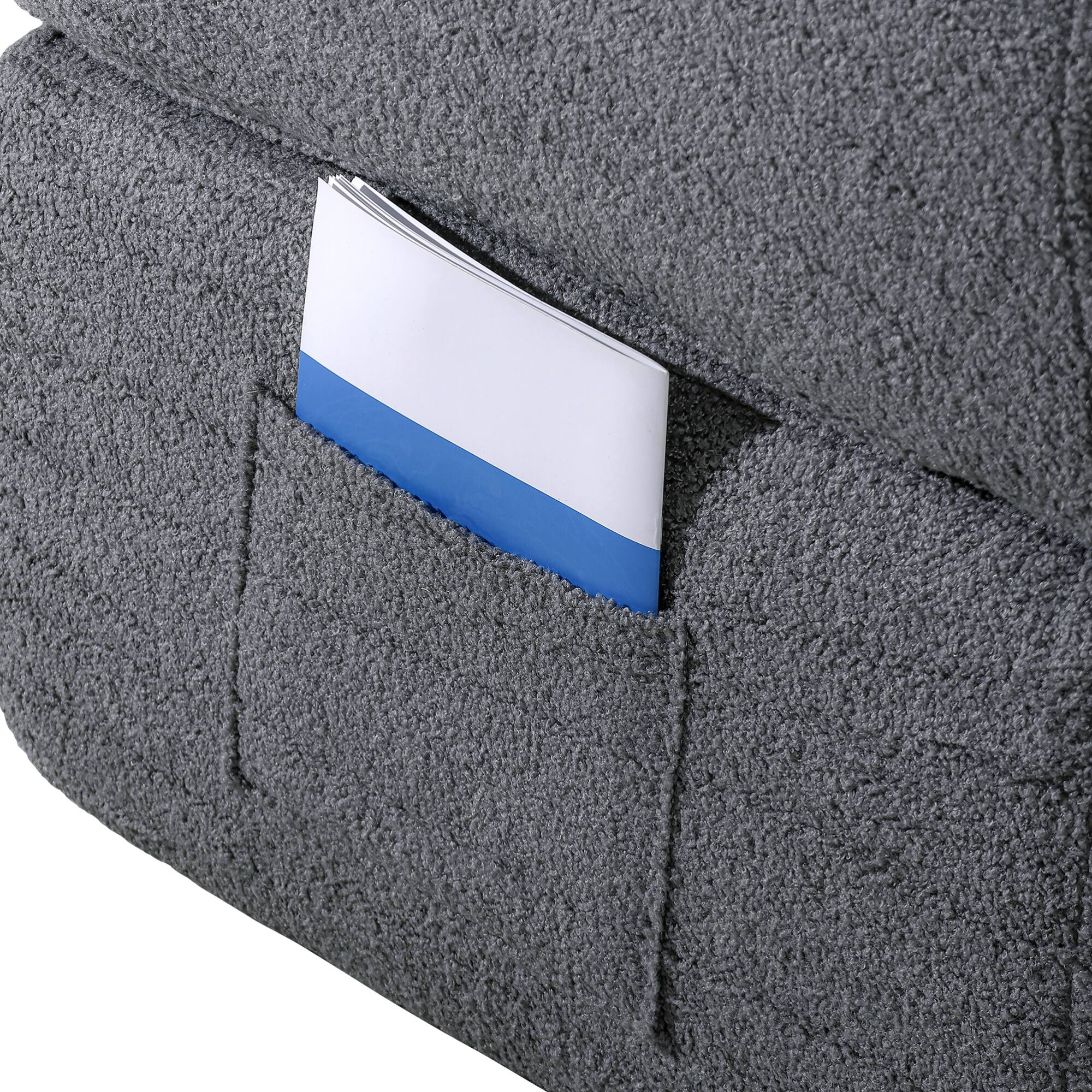 Alt View 7. GOODSILO - Convertible Teddy Fabric Folding Sofa Bed - Multi-Functional Floor Sleeper Futon for Compact Living Spaces - Dark Grey.