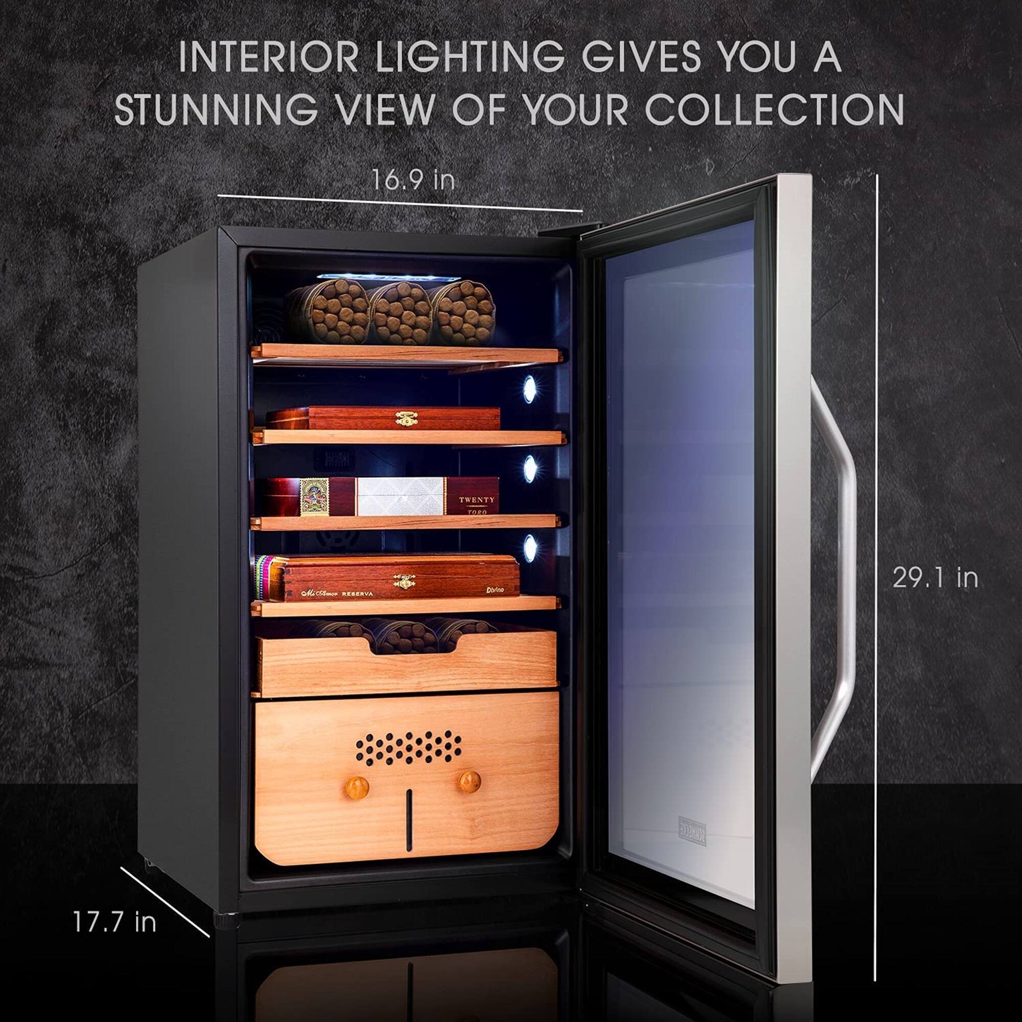 INTERIOR LIGHTING GIVES YOU A STUNNING VIEW OF YOUR COLLECTION

16.9 in

29.1 in

17.7 in