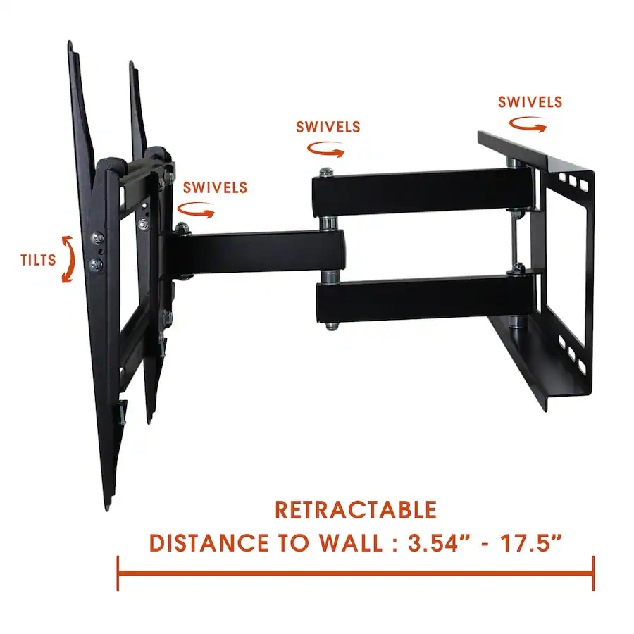 Level Mount MegaMounts Full Motion Wall Mount with Bubble Level for 26 55 Inch LCD ...