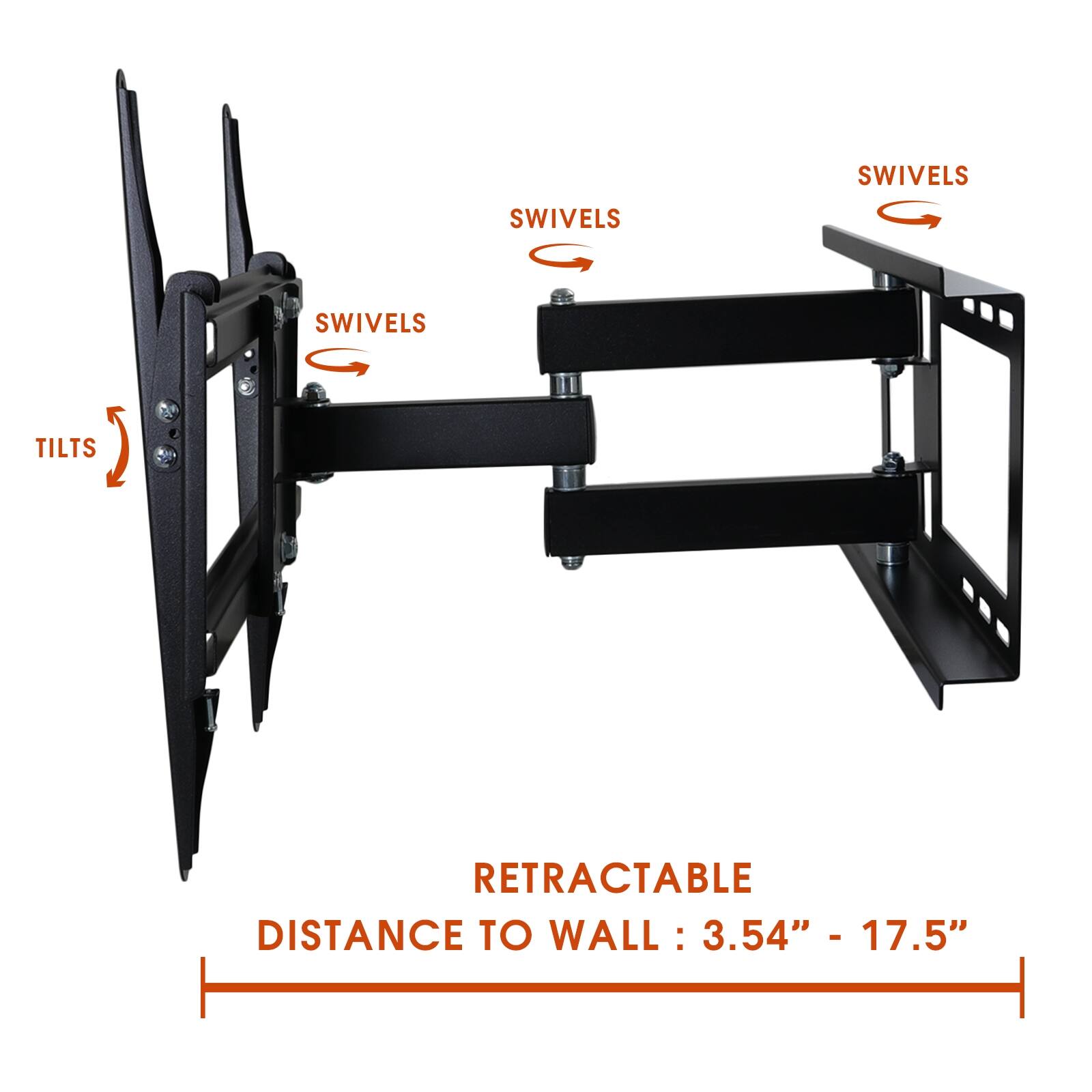 SWIVELS, SWIVELS, SWIVELS, TILTS, RETRACTABLE, DISTANCE TO WALL: 3.54" - 17.5"