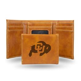 Rico Industries - Colorado Buffaloes Laser Engraved Brown Trifold Wallet - Multi