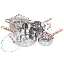 Gibson - Home Bransonville 8 Piece Stainless Steel Cookware Set in Chrome and - Bronze