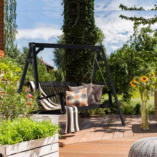 Alt View 6. Winado - 5FT Wooden Porch Swing Frame Only A-Frame Porch Swing Stand w/ Stability Bar, Wood Swing Hanger for Outdoor Garden Patio - Black.