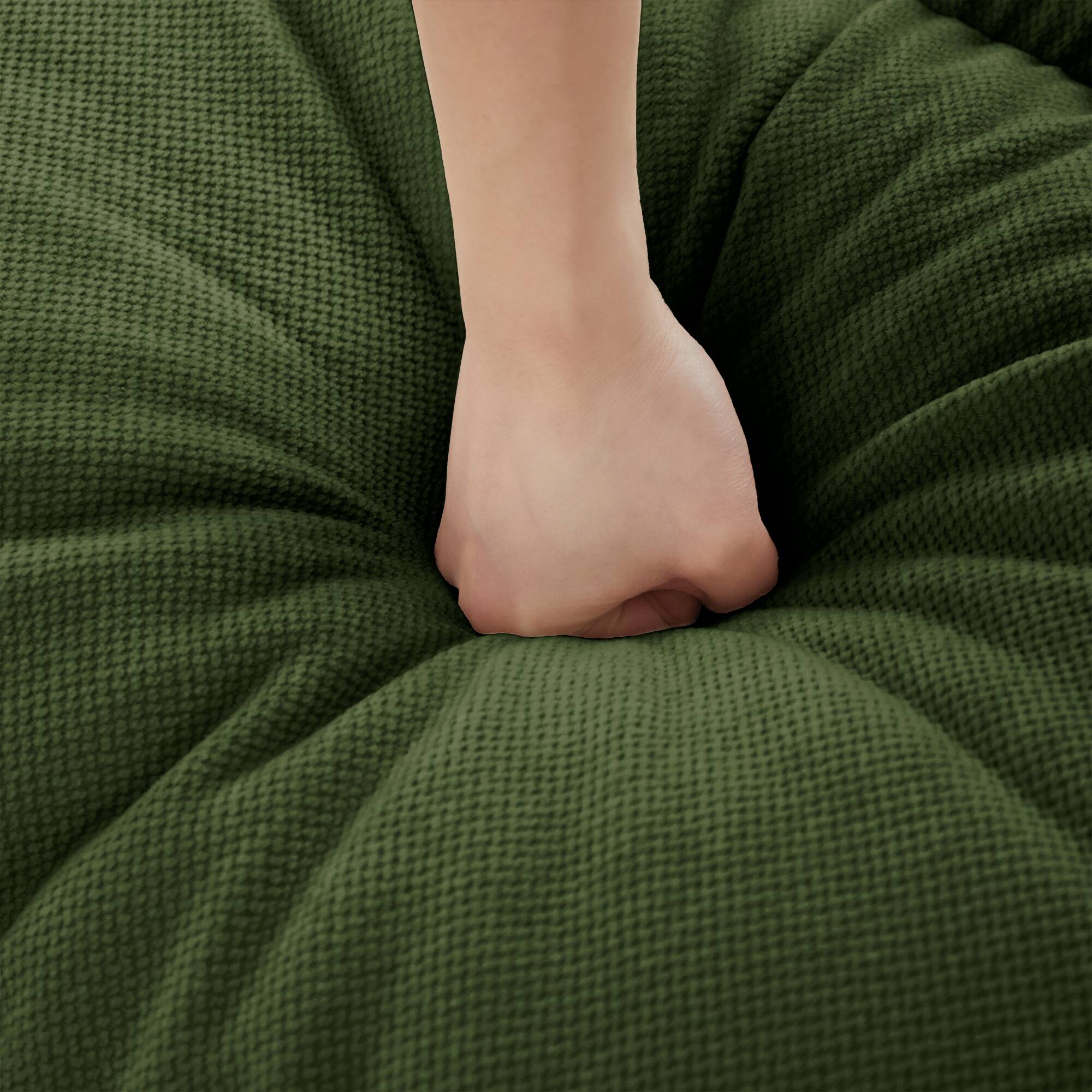 Alt View 1. Anysun - 4-Seater U Shape Sectional Couch with 2 Ottomans, Chenille Fabric, High-Density Foam & Curved Armrests for Living Room - Green.