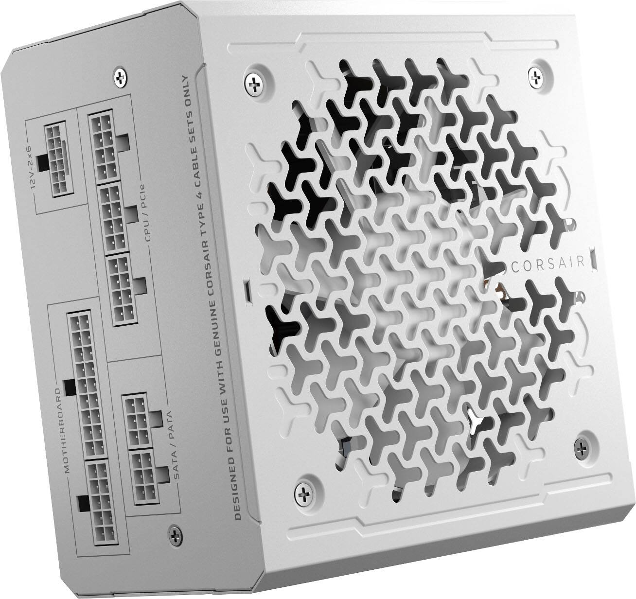 The text on the image reads: "12V-2x6 MOTHERBOARD + PCIe / CPU ONLY + SETS CABLE 4 TYPE CORSAIR GENUINE WITH USE PATA FOR / SATA DESIGNED + CORSAIR 1."