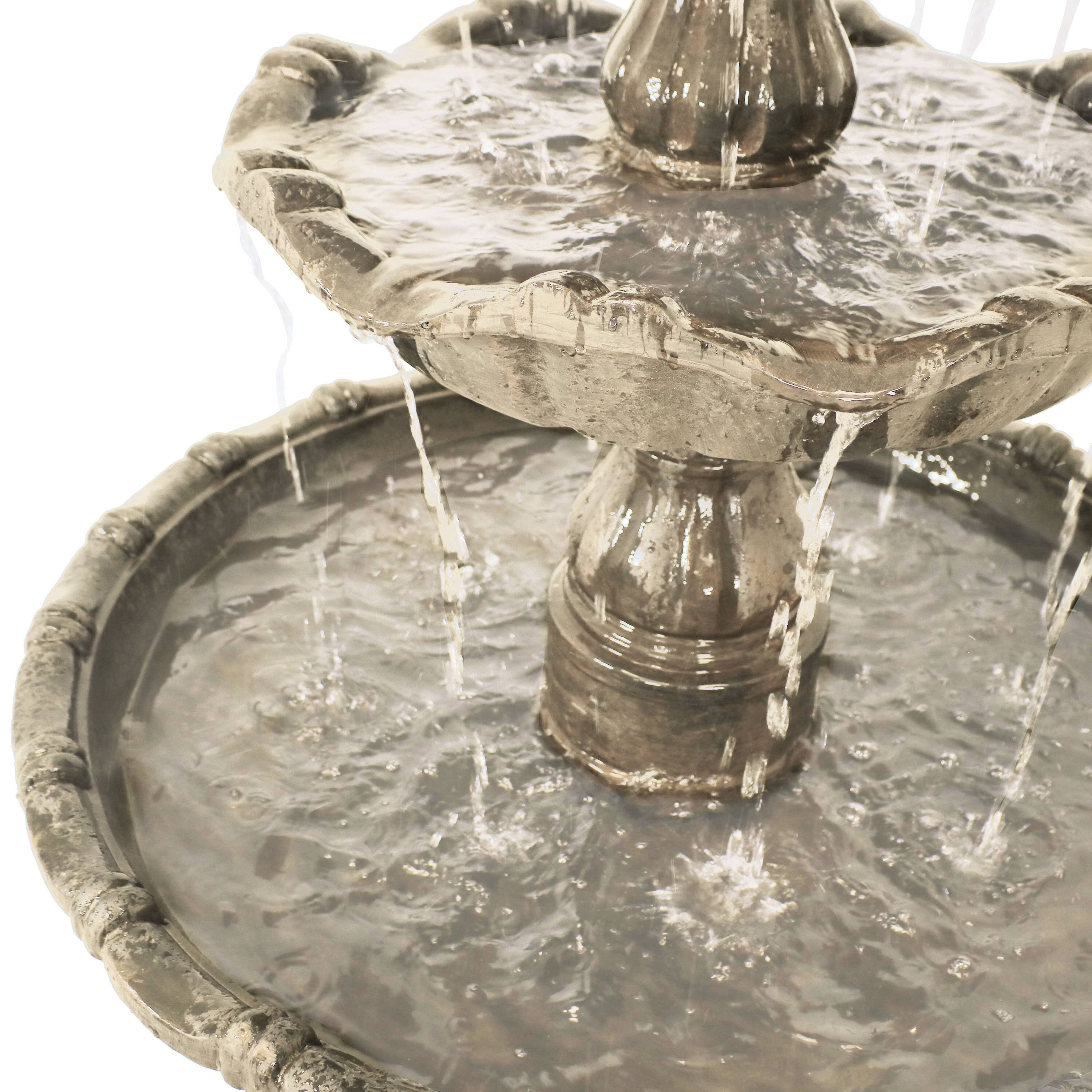 Alt View 10. Sunnydaze - Grand Courtyard Resin Outdoor 4-Tier Water Fountain - Earth.