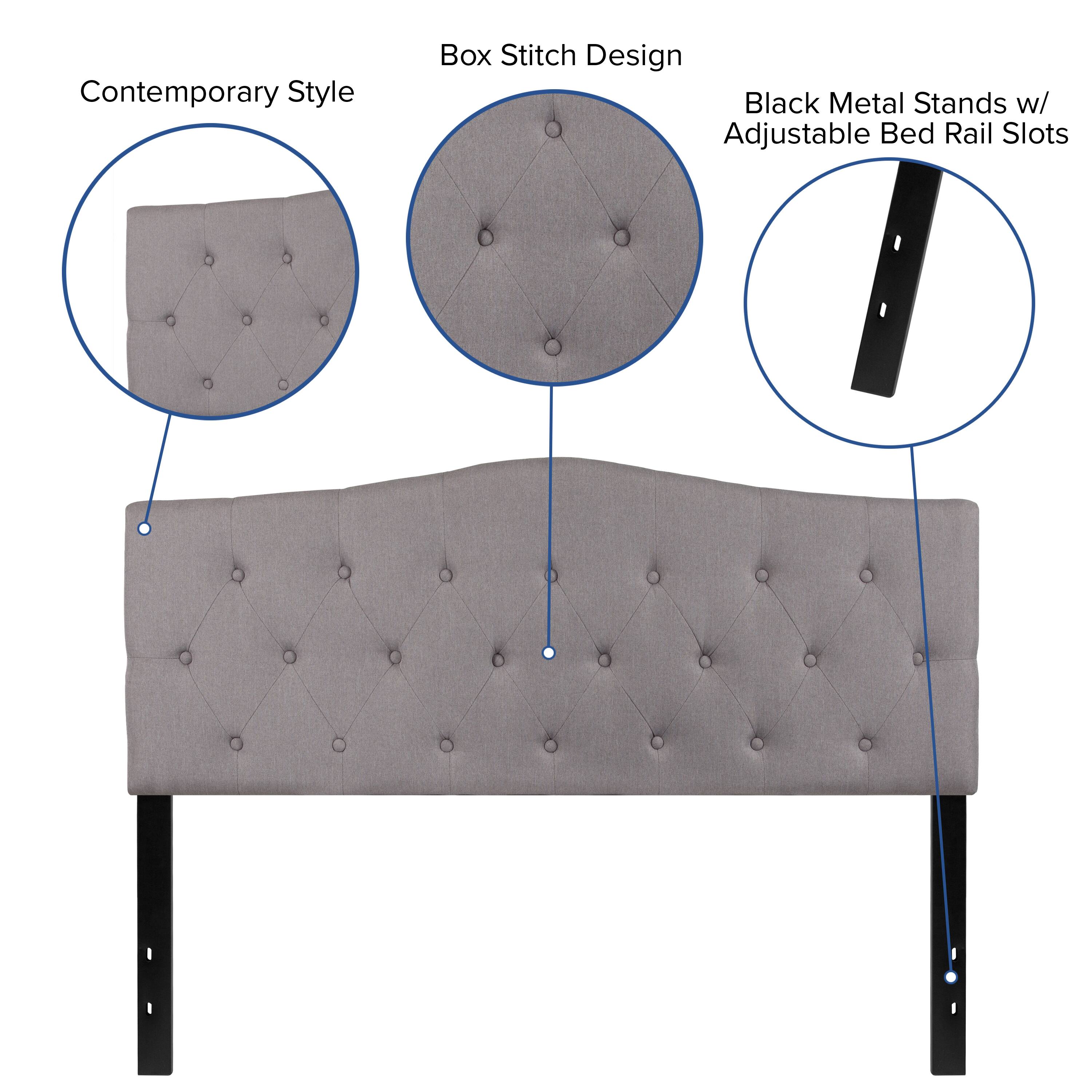 Contemporary Style Box Stitch Design Black Metal Stands w/ Adjustable Bed Rail Slots