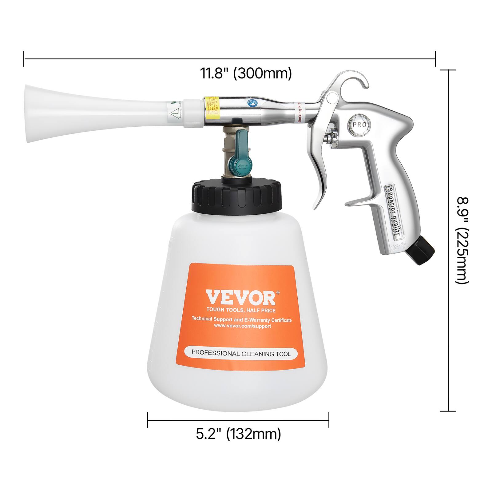 11.8" (300mm) HEA 211 E Bu PRO VEVOR TOUGH TOOLS, HALF PRICE Technical Support and E-Warranty Certificate www.vevor.com/support Superior quality 8.9" (225mm) PROFESSIONAL CLEANING TOOL 5.2" (132mm)