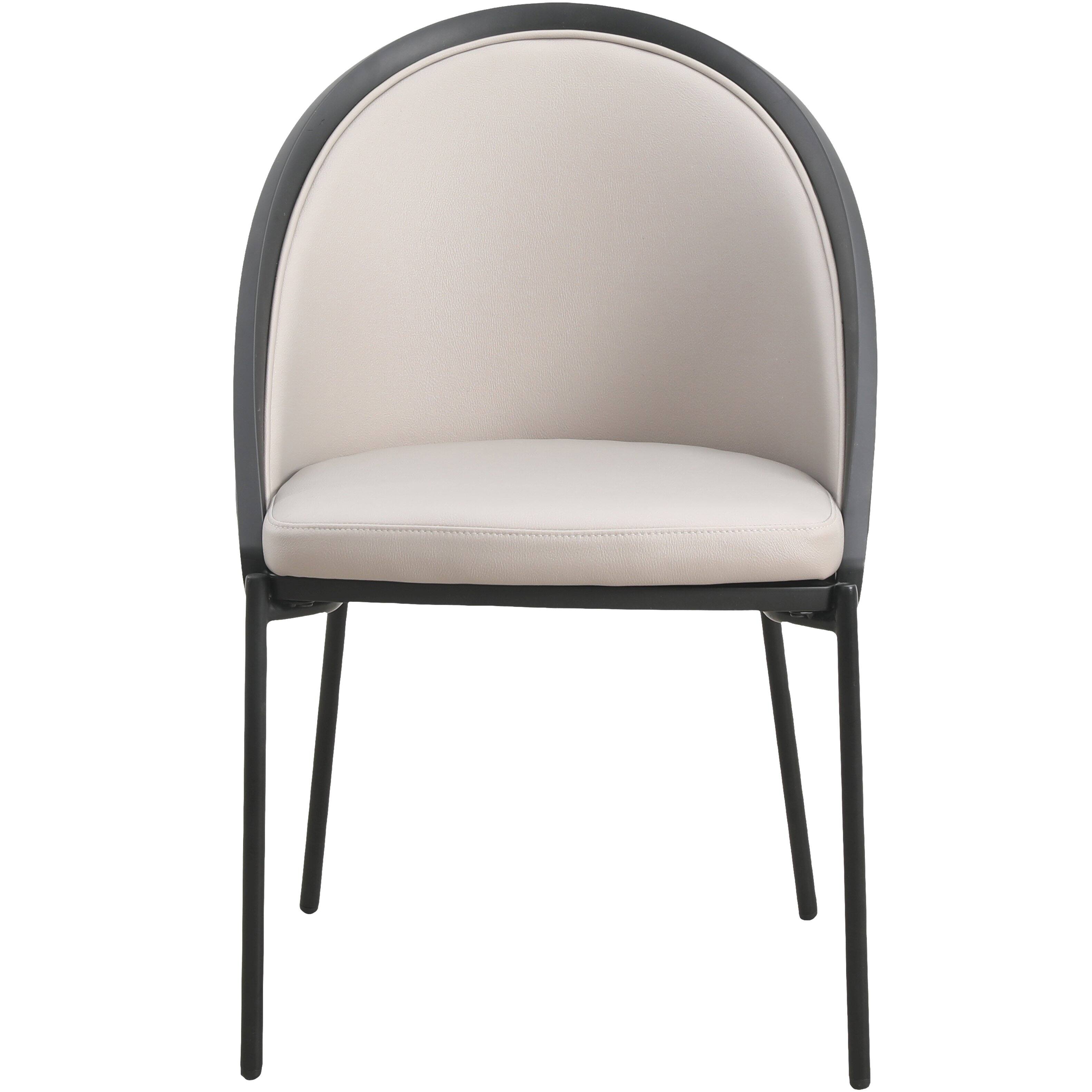 Alt View 2. LeisureMod - Urbane Modern Upholstered Dining Chair, Vinyl Accent Kitchen Side Chair with Metal Legs - Light Grey.
