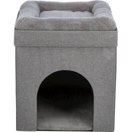 TRIXIE - Crazy Cube Stackable 1-Story Indoor Cat Condo, Cat House with Scratching Pad - Gray