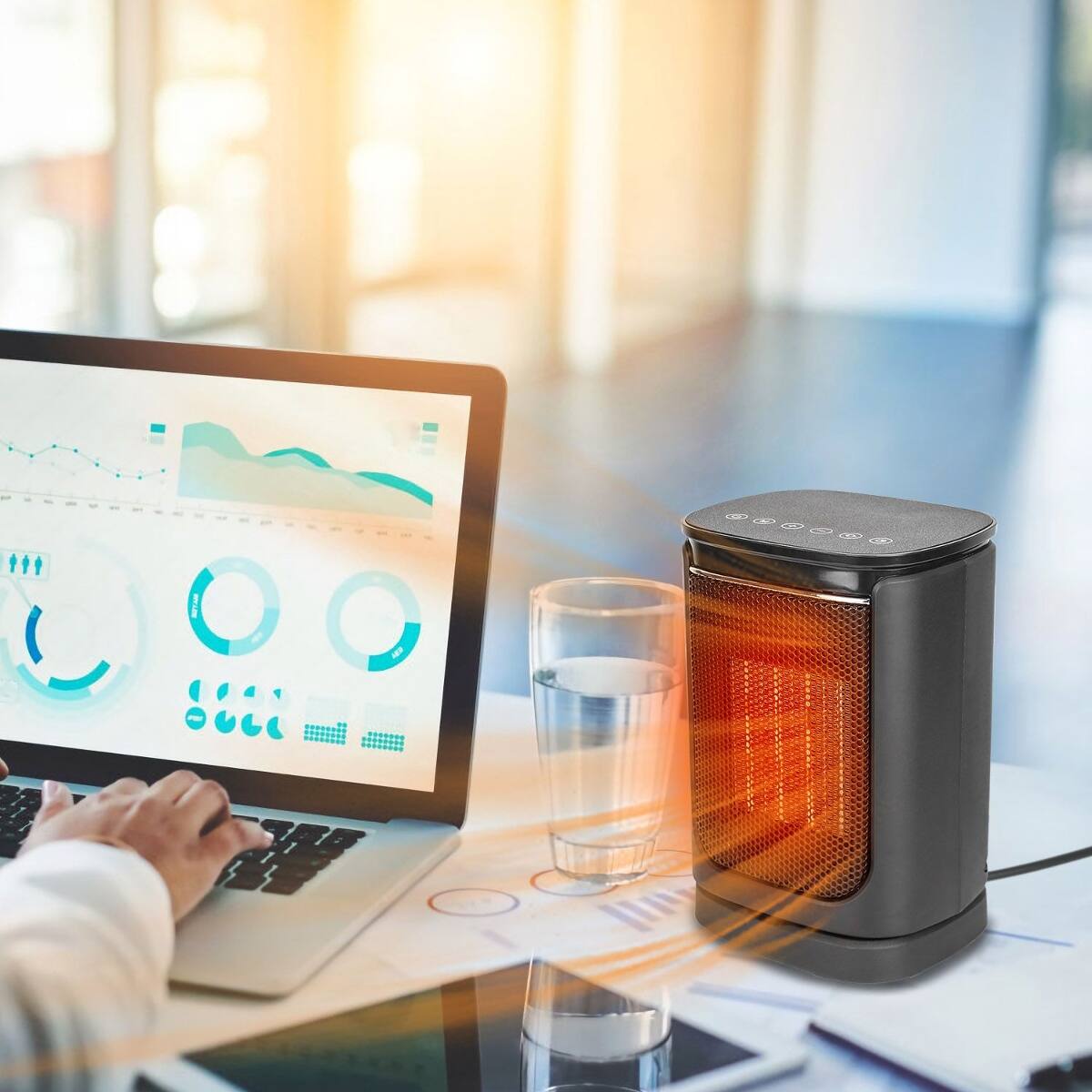 Alt View 3. Loheer - Loheer 1500W Ceramic Space Heater, Portable Electric Heater with Remote Control and 90 Degree Oscillation.