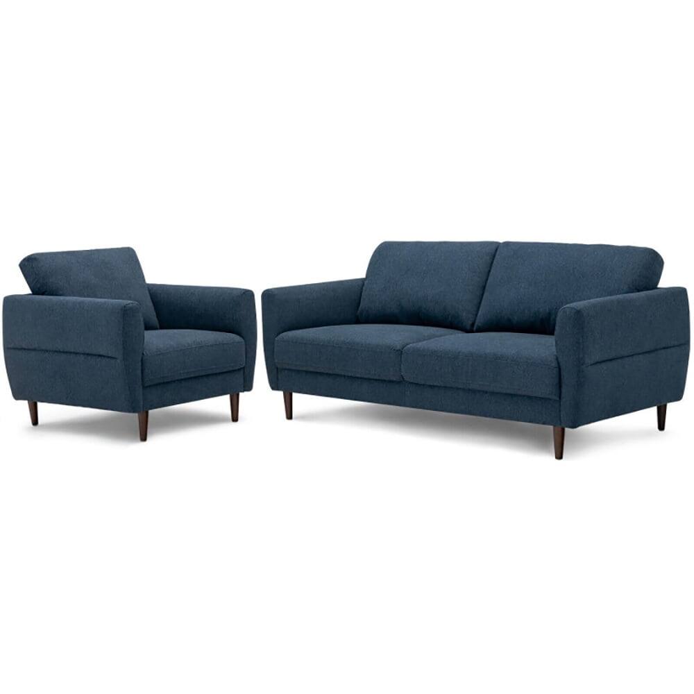 Left. Kadyn - 2 Pieces Upholstered Sofa Set with Removable Cushion Covers-Navy, Sectional Sofa Couch Living Room Sleeper Set - Blue.