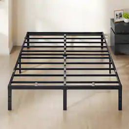 Songmics Home - Queen Metal Bed Frame 14 Inches Tall, 1100 lb Weight Capacity, with Under-Bed Storage,Easy Setup,Heavy-Duty Platform Bed - Matte Black