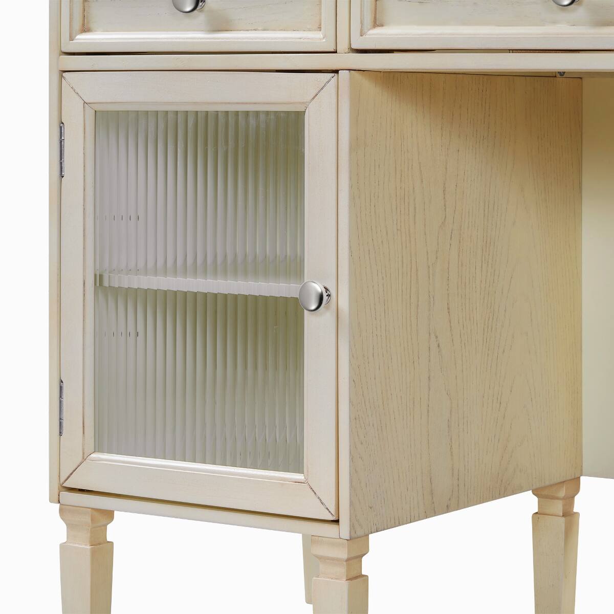 Alt View 8. Loheer - Loheer Makeup Vanity Desk with Stool, Flip Top Mirror, White Oak - White Oak.