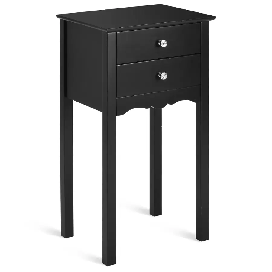 Alt View 19. Costway - Side Table End Accent Table Night Stand with  2 Drawers Furniture - Black.