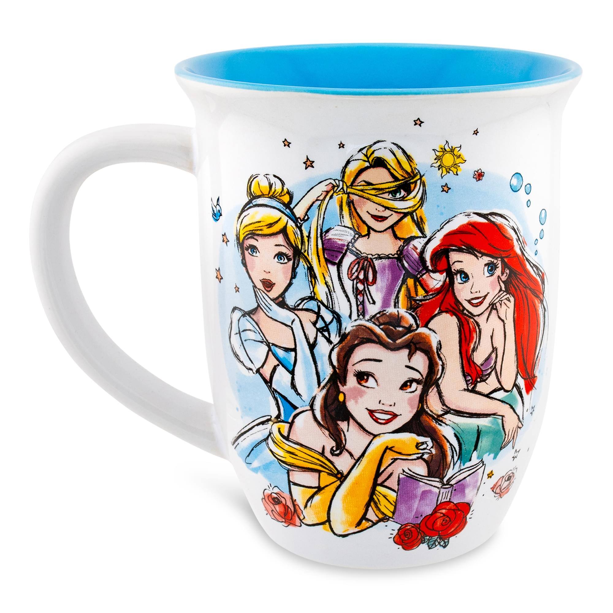 Alt View 1. Silver Buffalo - Disney Princess "I Woke Up Like This" Wide Rim Ceramic Mug | Holds 16 Ounces - Blue.