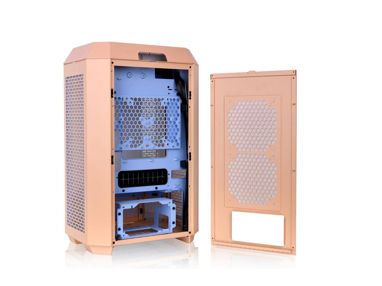 Alt View 3. Thermaltake - Thermaltake Tower 300 Summer Edition Peach Fuzz Micro-ATX Case, 2x140mm Fan, 420mm Radiator, Horizontal Display - Peach Fuzz.