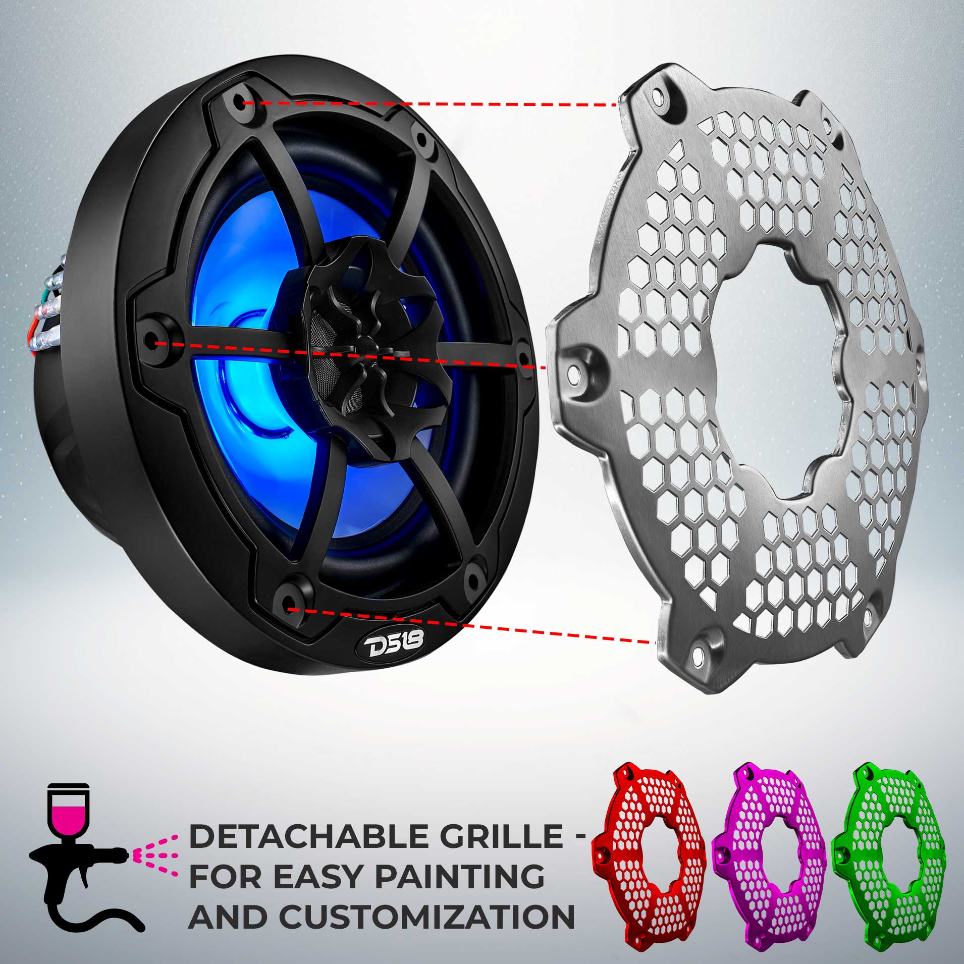 D518  
DETACHABLE GRILLE - FOR EASY PAINTING AND CUSTOMIZATION