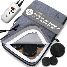 SereneLife - Massage Stone and Heating Bag Set - Electric Spa - Black