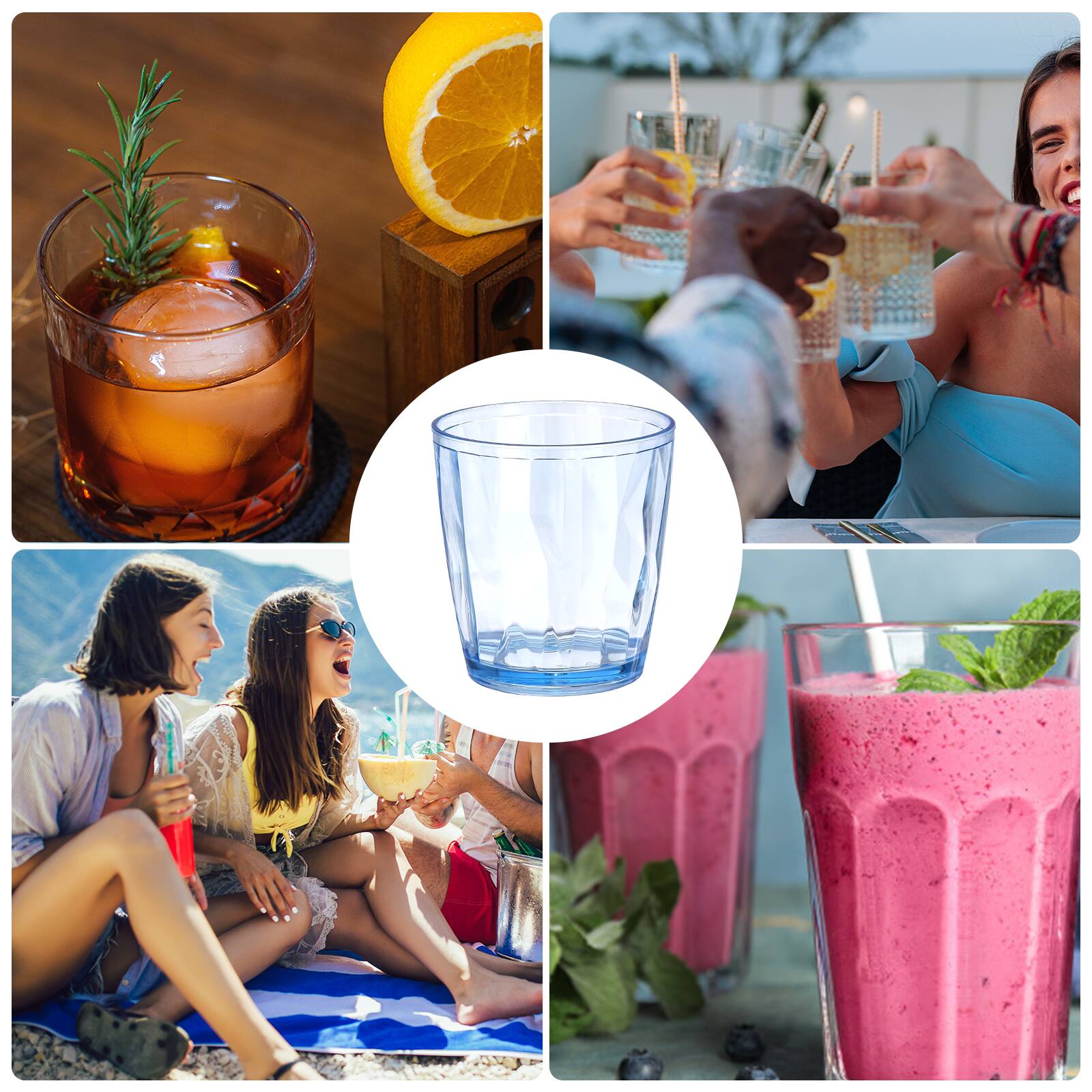 Alt View 6. Unique Bargains - 2pcs Plastic Drinking Glasses, 7.1oz Unbreakable Reusable Stackable Water Tumblers for Home Office - Blue.