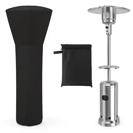 Front. Costway - Costway Patio Standing Propane Heater Cover Waterproof W/Zipper and Bag - Black.