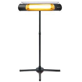 Sengoku - HeatMate Weatherproof Graphite Patio Heater with Stand and Remote - Black
