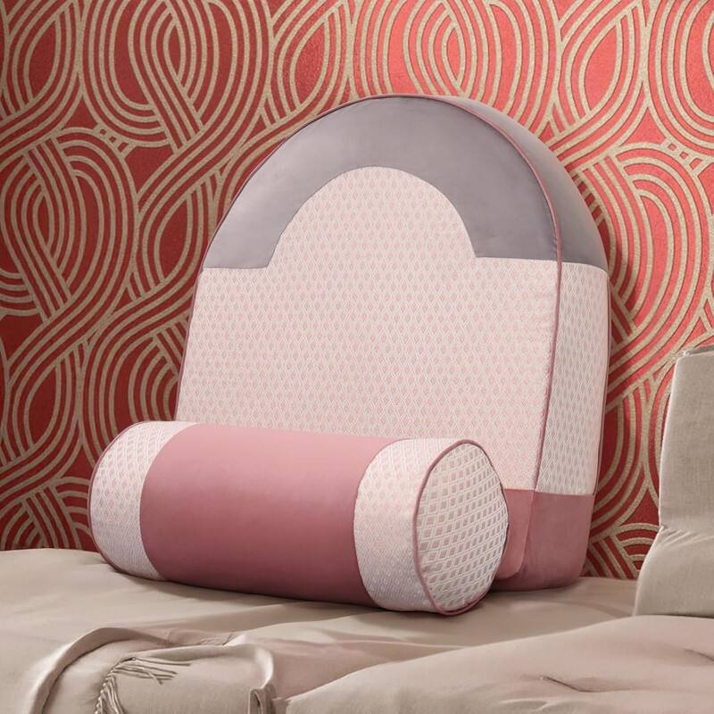 Front. wowmax - Reading Pillow for Bed & Couch w/Back Support - Adjustable Backrest Cushion for Sitting, Home Comfort, Pink - Pink.