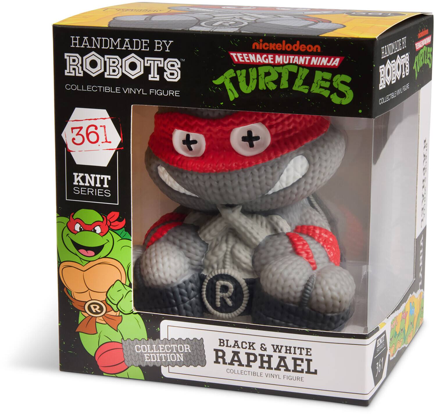 2 HANDMADE BY nickelodeon HANMADE B B3 TEENAGE MUTANT NINJA ARC ROBOTS BOBO COLLECTIBLE VINYL FIGURE TURTLES COLLECTIBLE A FEE 361 + + NA3 KNIT XPER SERIES Y R R COLLECTOR BLACK & WHITE EDITION RAPHAEL COLLECTIBLE VINYL FIGURE E R OIRDO 361