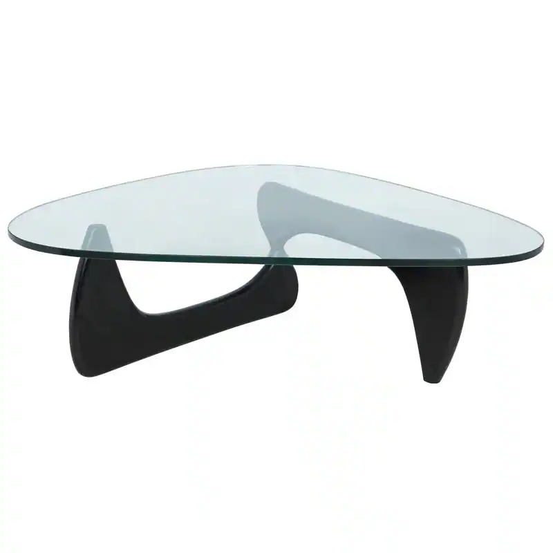 Table Base Pads LeisureMod Imperial Modern Triangular Tempered Glass Coffee Table with ...