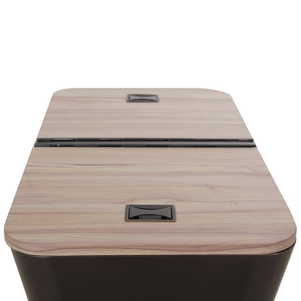 Alt View 4. SUNJOY - 80-Quart Wood Grain Metal Rolling Ice Chest Cooler Cart with Storage Shelf - Brown.