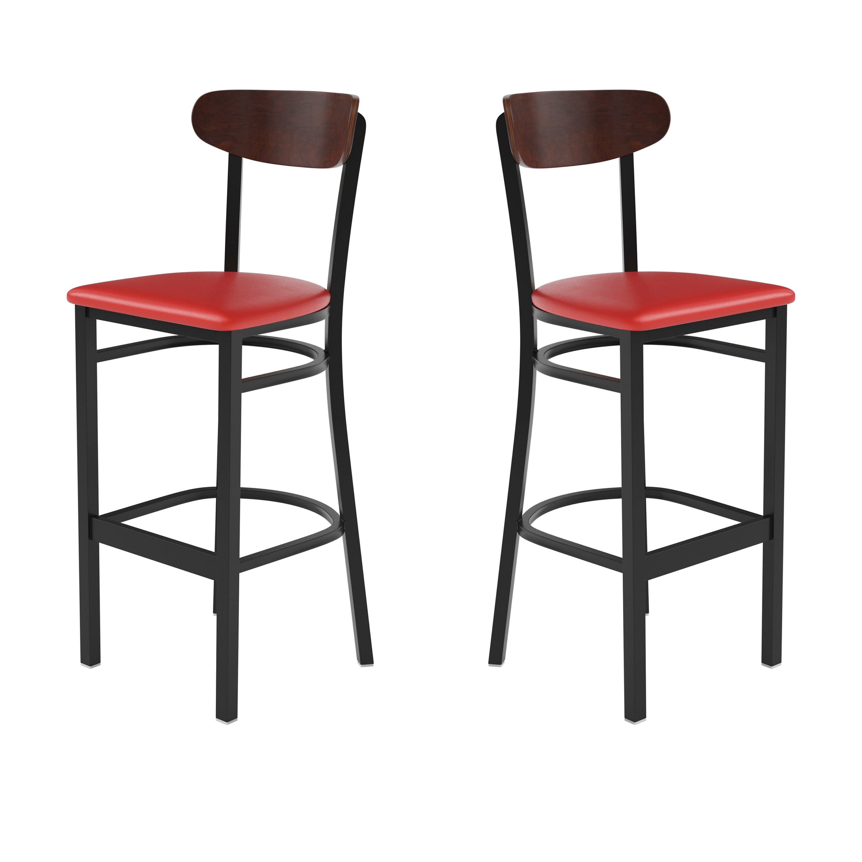 Walnut Wood Back/Red Vinyl Seat