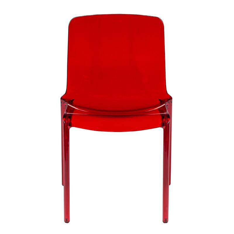 Left. LeisureMod - Murray 2-Pieces Modern Plastic Stackable Dining Chair for Home & Kitchen - Red.