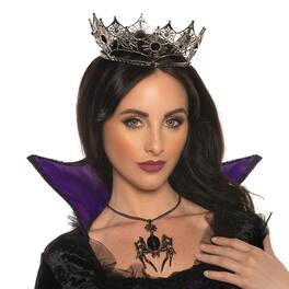 Underwraps - Spider Web Metal Crown With Jewels Adult Costume Accessory - Black