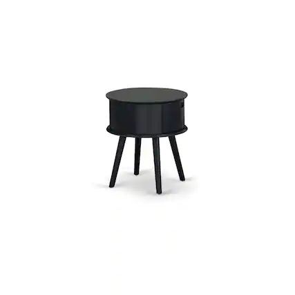 Front. East West Furniture - Night Stand Navy Blue - Brown.