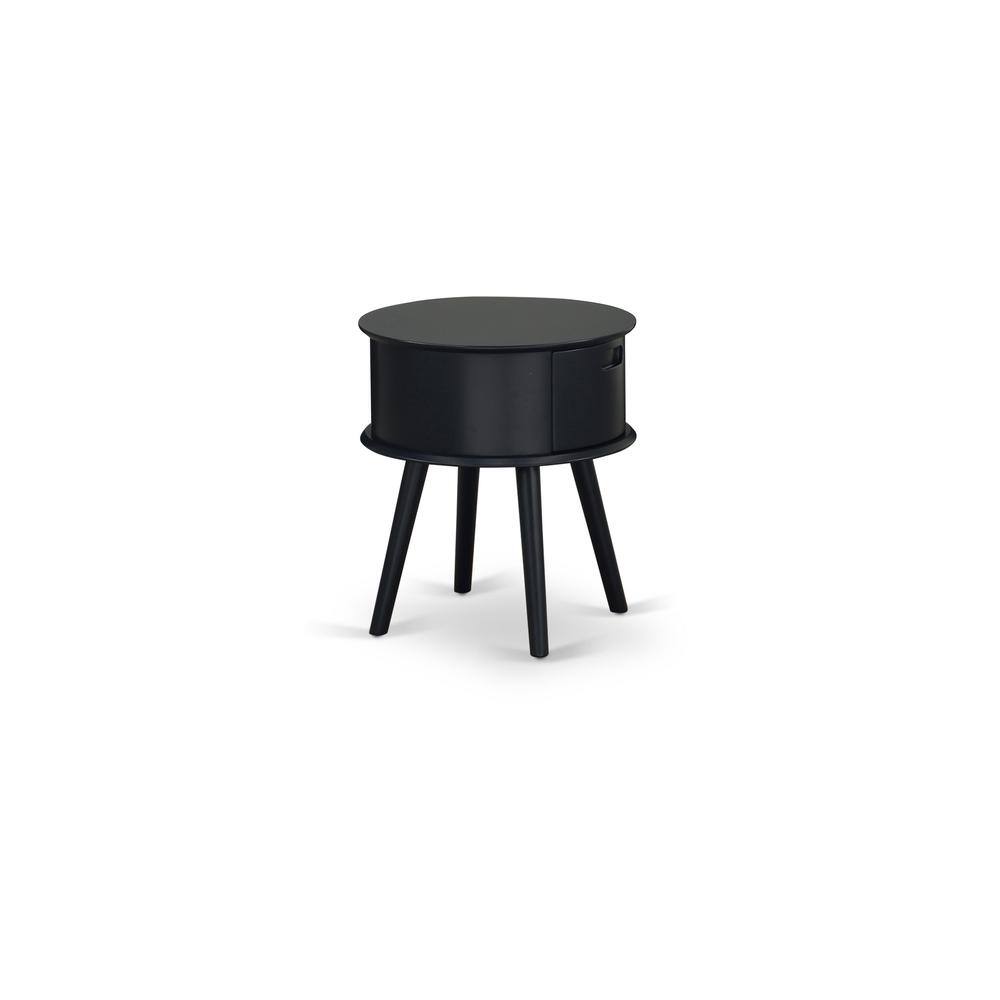 Front. East West Furniture - Night Stand Navy Blue - Brown.