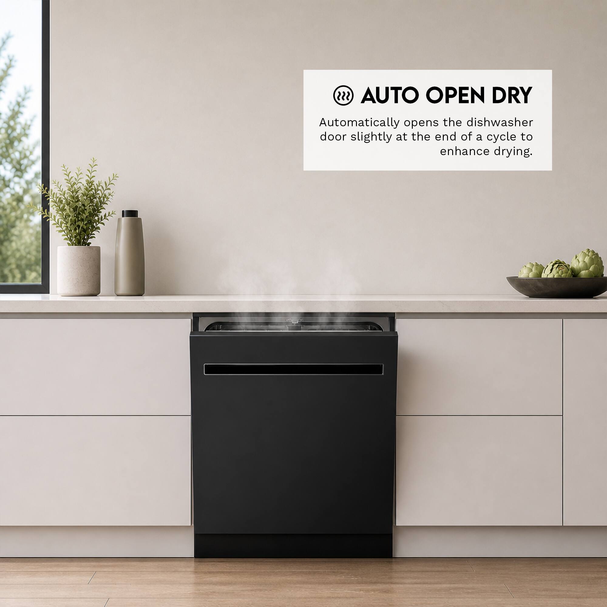 AUTO OPEN DRY  
Automatically opens the dishwasher door slightly at the end of a cycle to enhance drying.