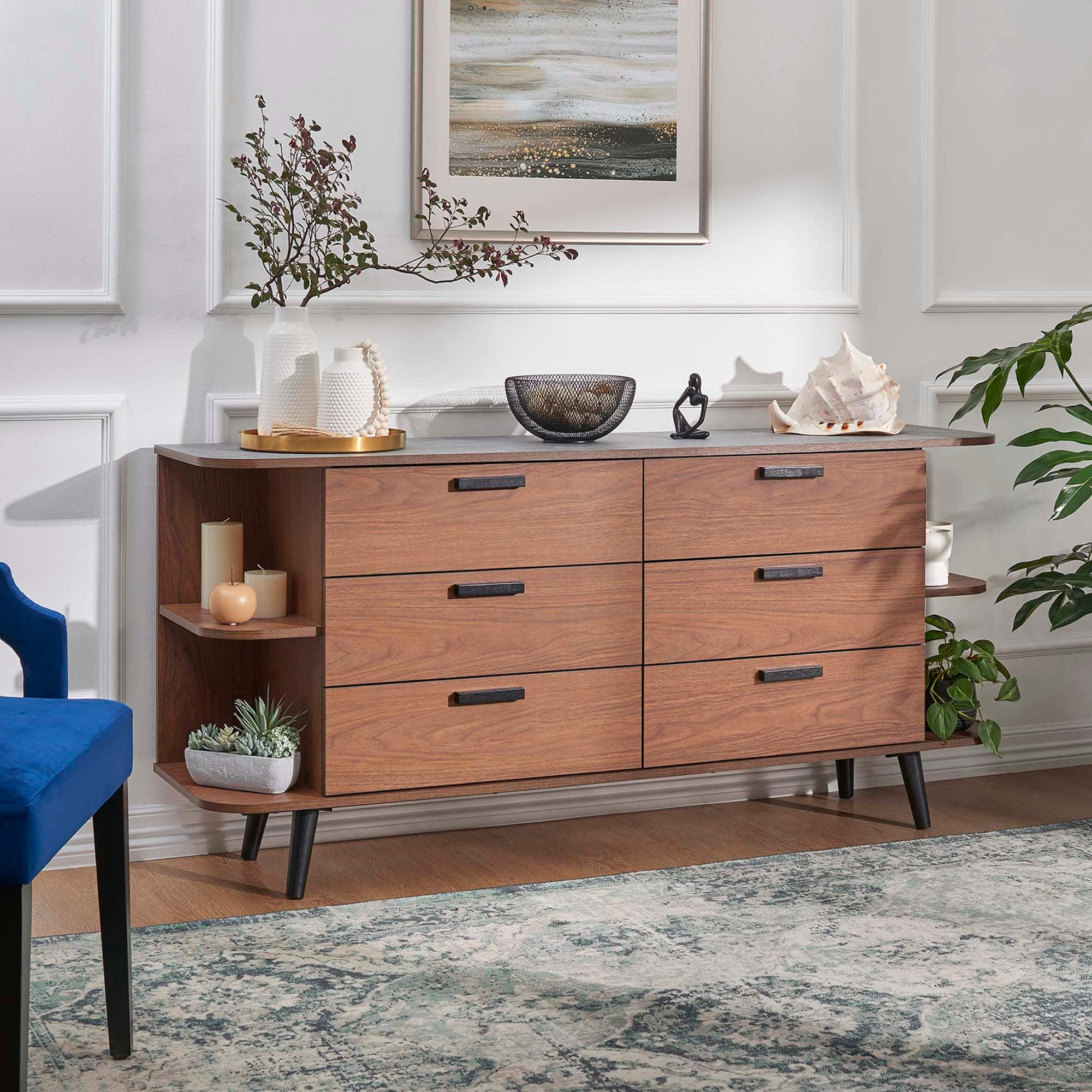 Langston Open Display Storage Sideboard by Modway - Walnut Gray