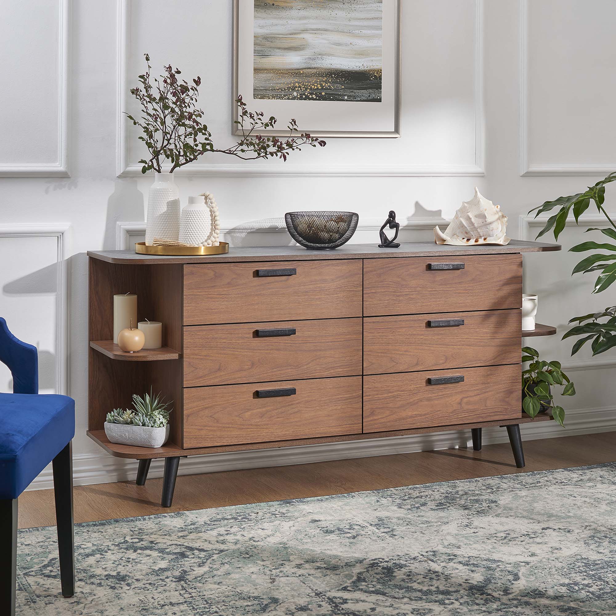 Langston Open Display Storage Sideboard by Modway - Walnut Gray